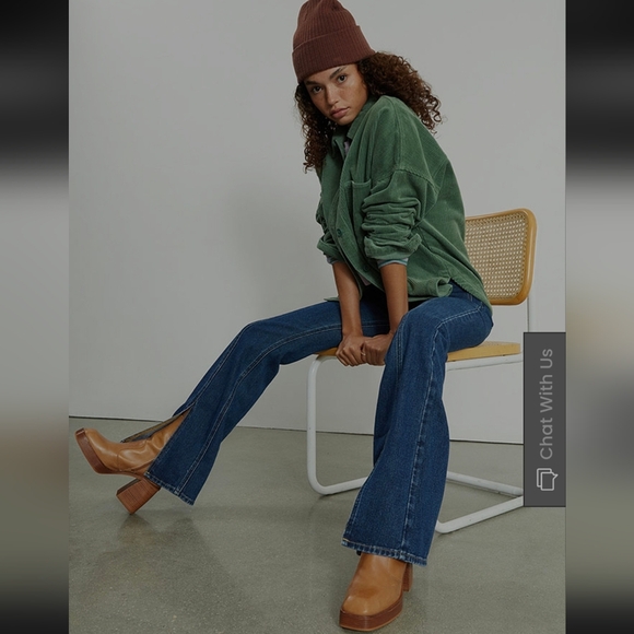PacSun Denim - Pacsun Dark Blue Patch Pockets Front Seam Slit High Waisted Bootcut Jeans 26 EUC